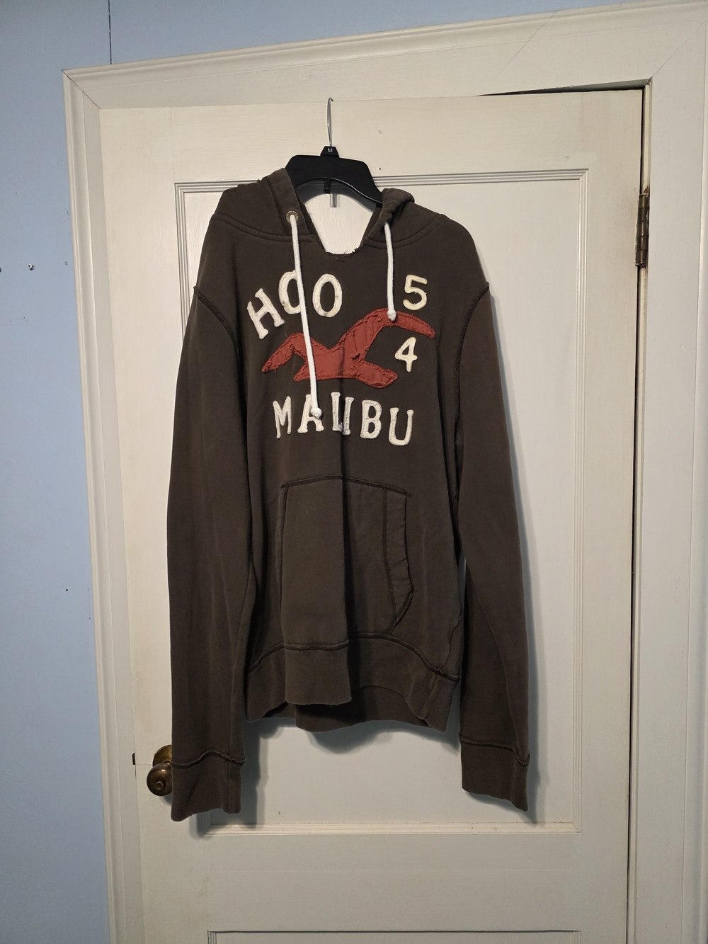 Hollister Malibu Graphic Hoodie - Brown with Red Logo